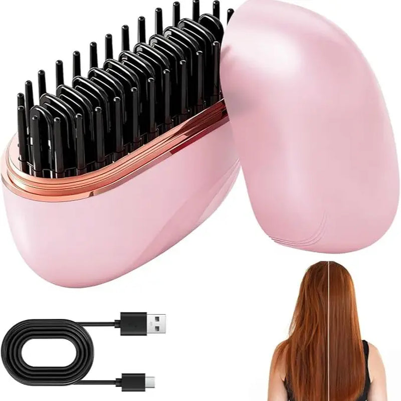 Mini Hair Straightener, Rechargeable Wireless Portable Hair Straightener Brush, 3-Speed Temperature Control & Fast Heating, anti Scald Shell, Suitable for Home Travel