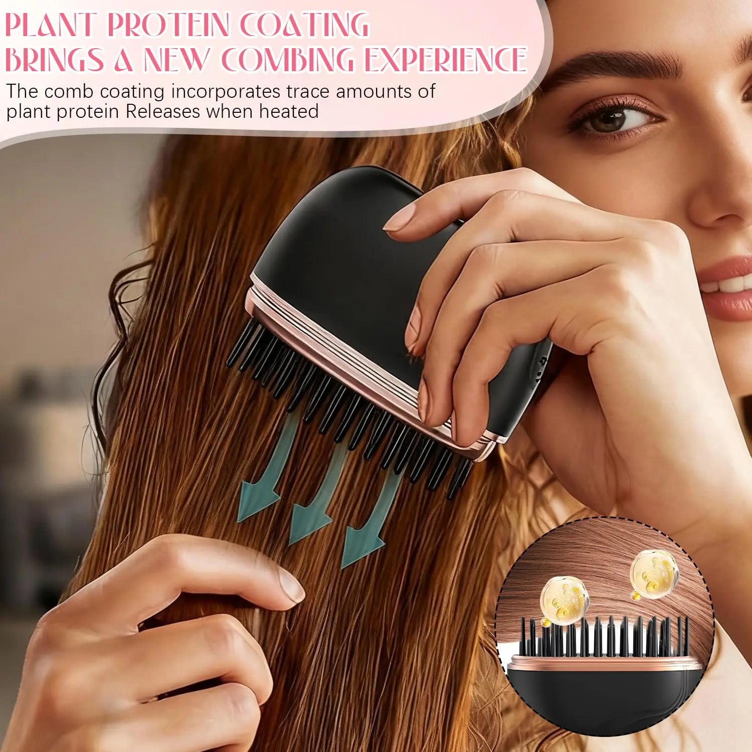 Mini Hair Straightener, Rechargeable Wireless Portable Hair Straightener Brush, 3-Speed Temperature Control & Fast Heating, anti Scald Shell, Suitable for Home Travel