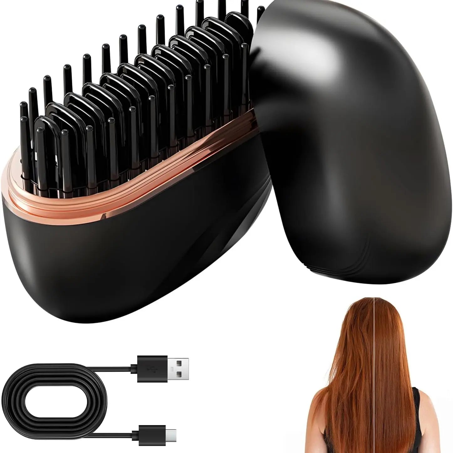 Mini Hair Straightener, Rechargeable Wireless Portable Hair Straightener Brush, 3-Speed Temperature Control & Fast Heating, anti Scald Shell, Suitable for Home Travel